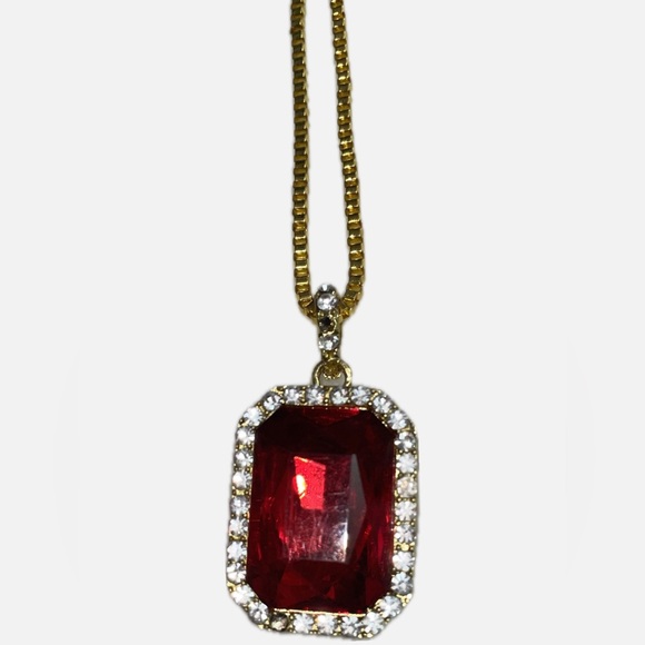 Red ruby gem fashion jewelry Necklace-NEW - Picture 2 of 3